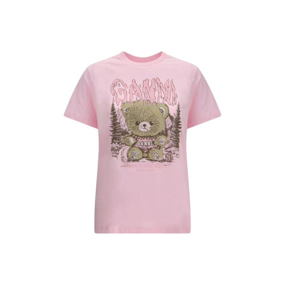 Ganni Women Teddy Forest Cotton T-Shirt